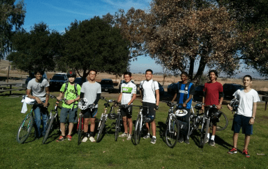 Members of the Cycling Club pose for a picture after their first group ride at Coyote Hills on November 9, 2013. “The whole purpose of the club is to congregate bike lovers ranging from the most experienced to the beginners who are interested in the activity within the entire school,” Leung said.