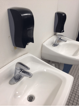 One out of the three soap dispensers in one of the girls’ restrooms in the rotunda are broken. To keep students healthy and clean all soap dispensers should work and have soap in there. “The restrooms are not sanitary and the sinks are rarely ever clean,” senior Kylee Cooksey said. “I try my best to not use the restrooms at school."