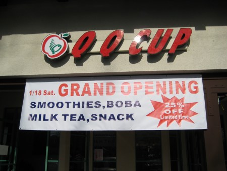 The banner in front of QQ Cup attracts the attention of passersby driving down Newark Boulevard. QQ Cup is open seven days a week, from 11 AM to 9:30 PM. “We’re also having a promotion currently,” Luu said. “As long as the banner remains in front of the store, all orders are automatically 25% off.” PC: Priscilla Ng