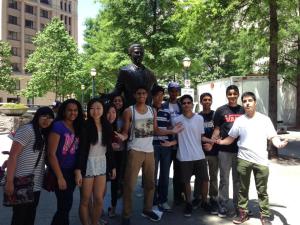The DECA members pose in front of a statue as they explore the city of Atlanta. When the DECA members were not busy competing, they were able to travel around to different tourist attractions and restaurants the city had to offer. “I’m going to miss them all when I graduate, but the memories we shared will be one of best things about my high school experience,” Kapshikar said. “Next year, I know that the team will achieve more competitive success and make many more inspiring, motivational, exciting, and just plain silly, memories.” PC: Katherine Cui