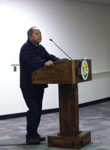 Guest speaker Hiu Ng expresses his perspective on building a new school on April 22, 2015 at the school board meeting. “We only look at the new school from American High School’s point of view. How can this new school be a solution to all the other high schools? In 2021 there are going to be 3,000 students in Irvington High School.” 