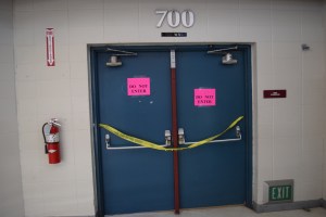 Entrance to the 700 Wing, near Office E, was blocked off. 